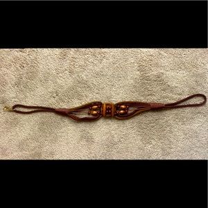 Brown wooden waist Belt with hook/loop